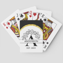 Nome da família Black and White Floral Monogramas