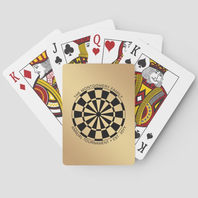 Baralho Nome da Família Dourado Painel Preto Personalizado (Verso)