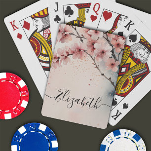 Baralho Nome de Script Girassol Floral Floral Flor Cherry