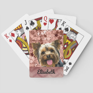 Baralho Nome Dourado do Yorkie Rosa