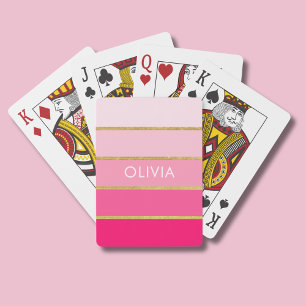Baralho Nome Dourado e rosa brilhante personalizado