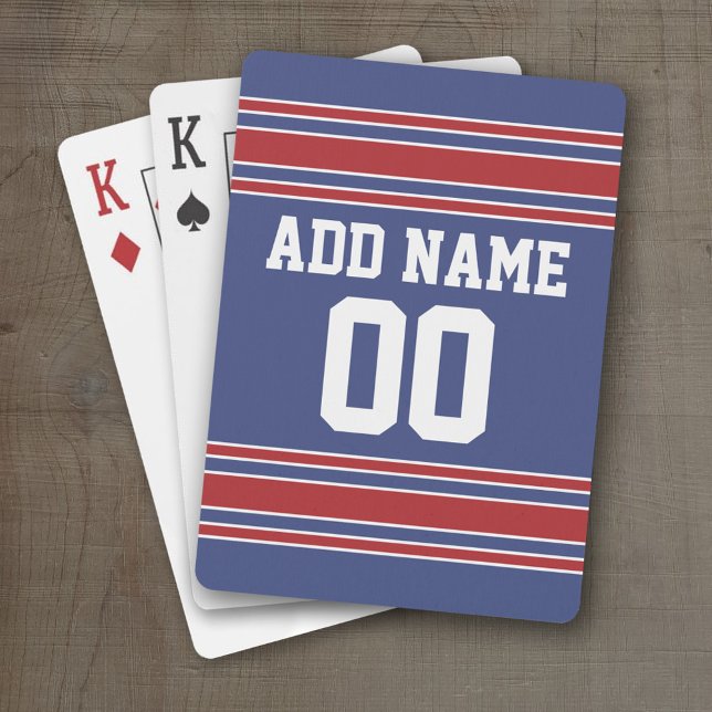 Baralho Nome e Número Personalizados do Strips de Team Jer (Personalized Playing Cards - Sporty Stripes)