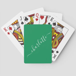 Baralho Nome em Script Verde Kelly Elegante Personalizado
