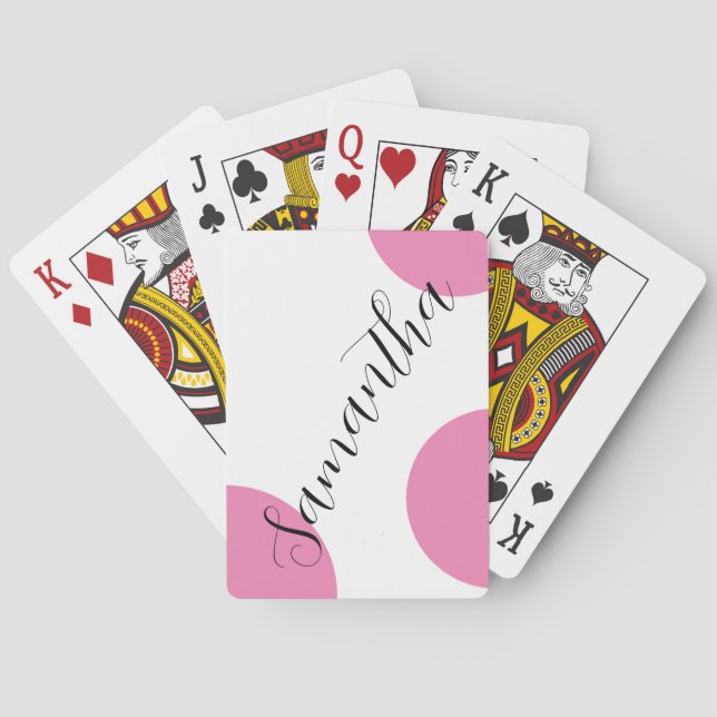 Baralho Nome Moderno do Canto Bolinhas Rosa Grandes (Verso)