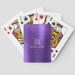Baralho Nome Monograma Metálico Roxo Elegante