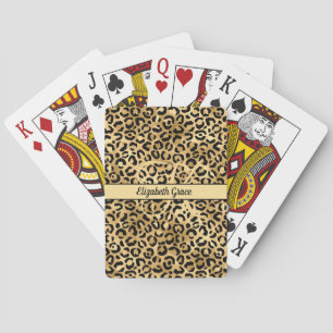 Baralho Nome Monograma Preto Estampa Leopardo Dourado Chit