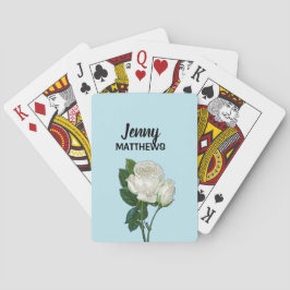 Baralho Nome personalizado das rosas brancas de vindima em