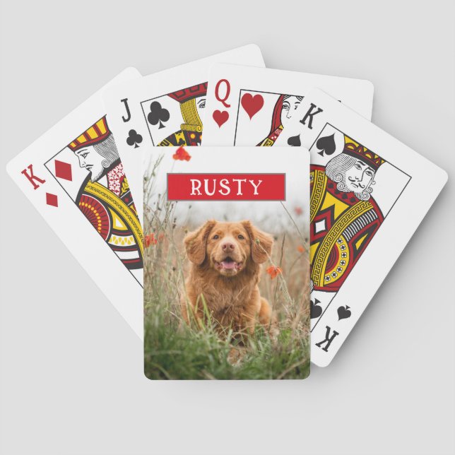 Baralho Nome Personalizado de Foto de Pet (Verso)