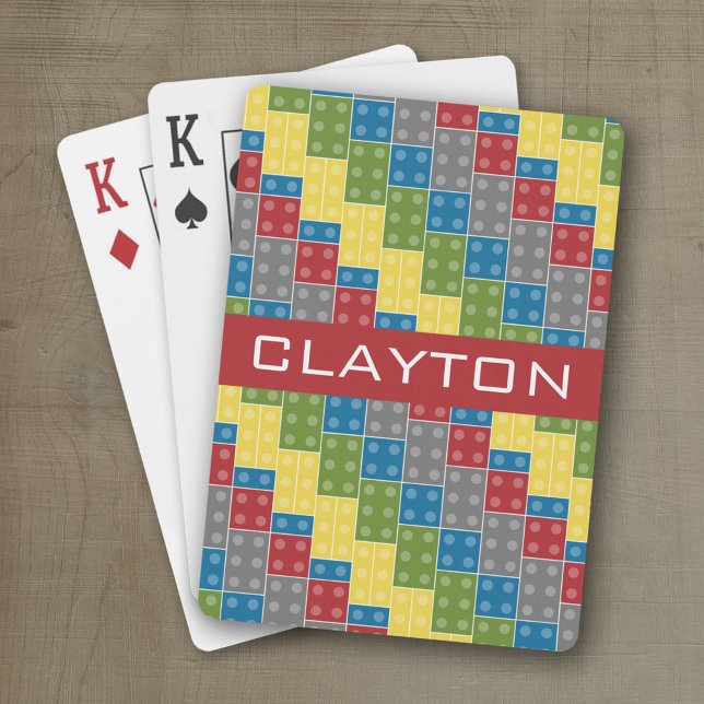 Baralho Nome personalizado de tijolos de construção (Personalized playing cards with custom text)
