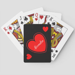Baralho Nome personalizado do coração vermelho em preto