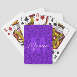 Baralho Nome Personalizado Glitter Leopardo Roxo Elegante