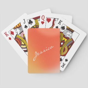 Baralho Nome Personalizado Laranja de Gradiente abstrato