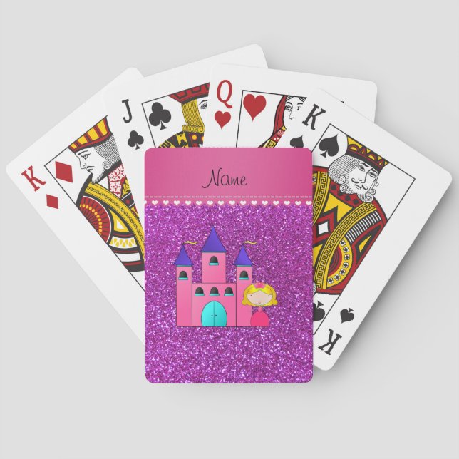 Baralho Nome personalizado princesa castelo neon roxo bril (Verso)