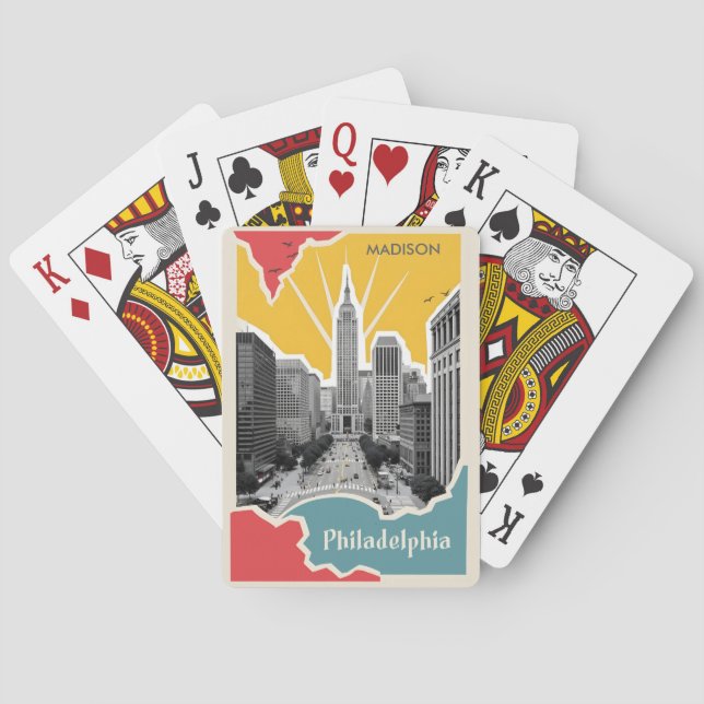 Baralho Nome Personalizado Retro Philadelphia (Verso)