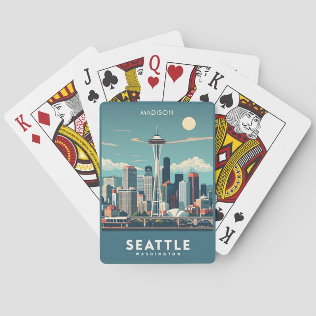 Baralho Nome Personalizado Seattle Washington (Verso)