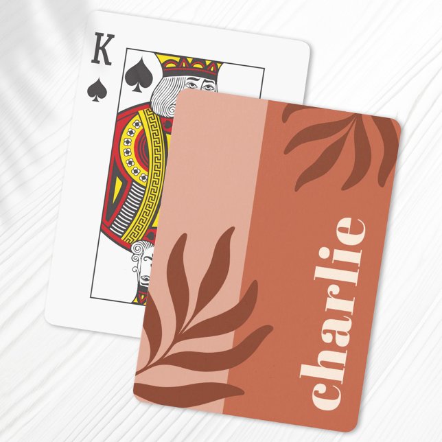 Baralho Nome vertical botânico de tons de terracota modern (Criador carregado)