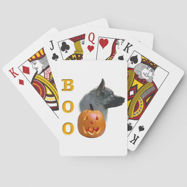Baralho Norueguês Elkhound Halloween Boo (Verso)