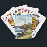 Baralho Nova Escócia Canada Viagem Art Vintage<br><div class="desc">Nova Scotia retro vetor viagem design. A Nova Escócia é quase inteiramente cercada por água e abriga mais de 13.000 km de costa,  milhares de lagos,  vales exuberantes,  quatro Patrimônio Mundial da UNESCO,  as marés e baleias mais altas do mundo!</div>