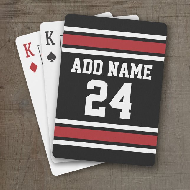 Baralho Número de Nome Personalizado de Jersey do Black an (Personalized Playing Cards - Sports Jersey Design)
