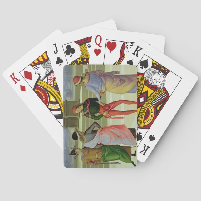 Baralho O casamento do Virgin, detalhe de quatro homens (Verso)