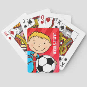Baralho O divertimento caçoa o futebol vermelho nomeado