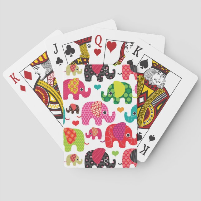 Baralho o elefante retro caçoa o papel de parede do teste (Verso)