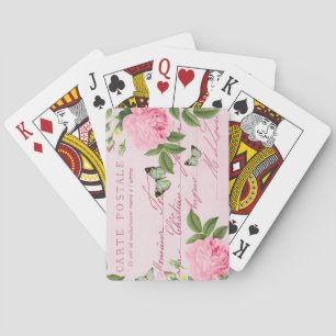 Baralho O vintage cor-de-rosa feminino aumentou cartões d