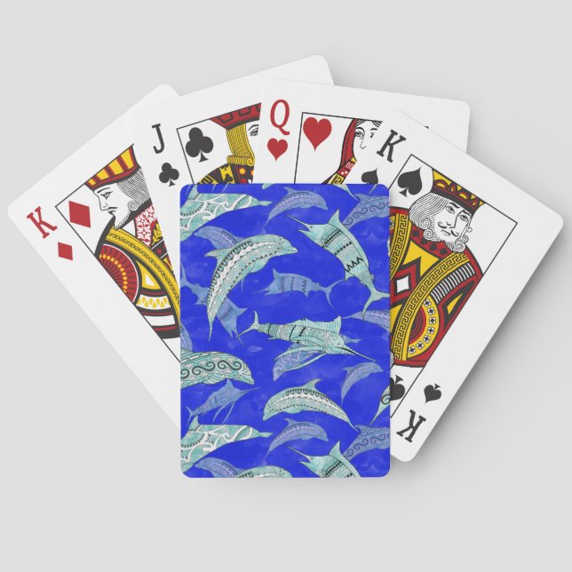 Baralho Ocean Blue Marine Animals Dolphins Marlins (Verso)