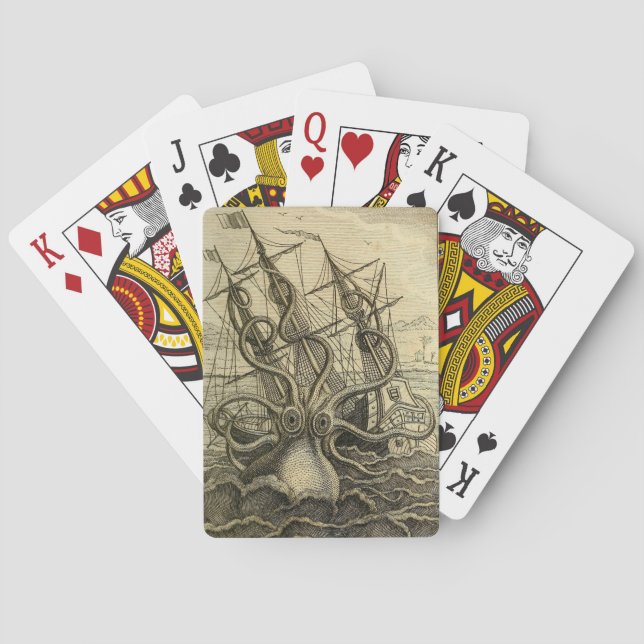 Baralho Octopus gigante Vintage 1801 Etching (Verso)