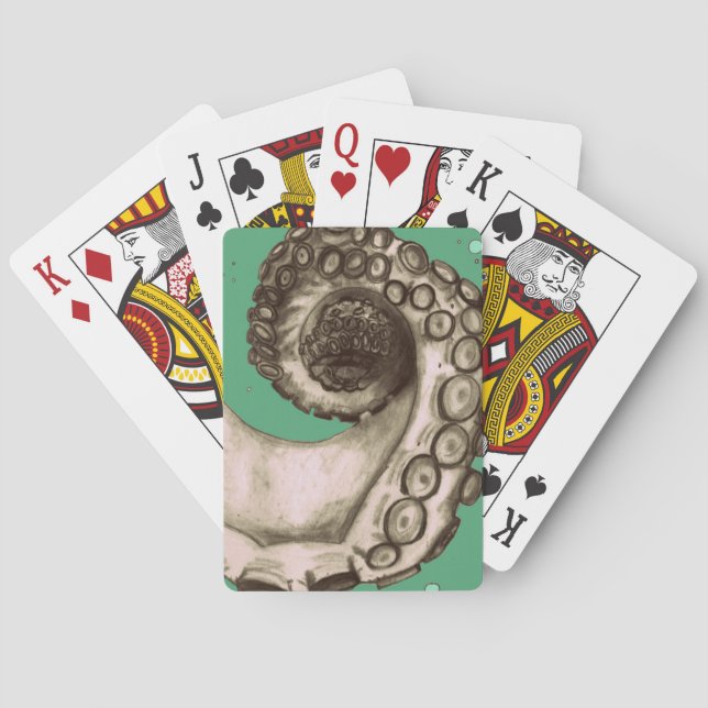 Baralho Octopus Náutico Verde Vintage Tentacle (Verso)