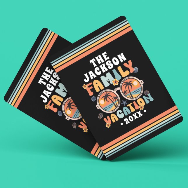 Baralho Óculos de sol das palmeiras retro groovó de férias (Criador carregado)