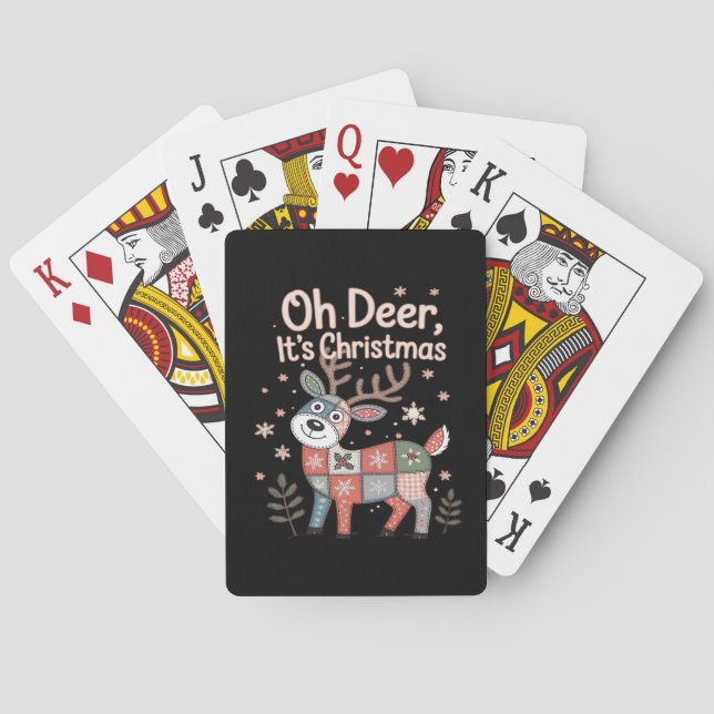 Baralho Oh Veado É Natal Quadrados Miniatura de Patchwork (Verso)