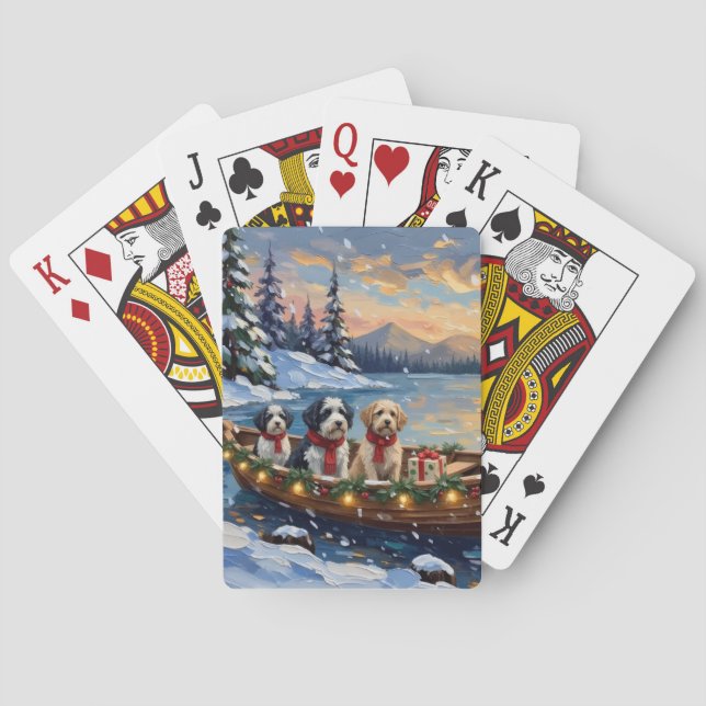 Baralho Old English Sheepdog Christmas Boat Holiday (Verso)