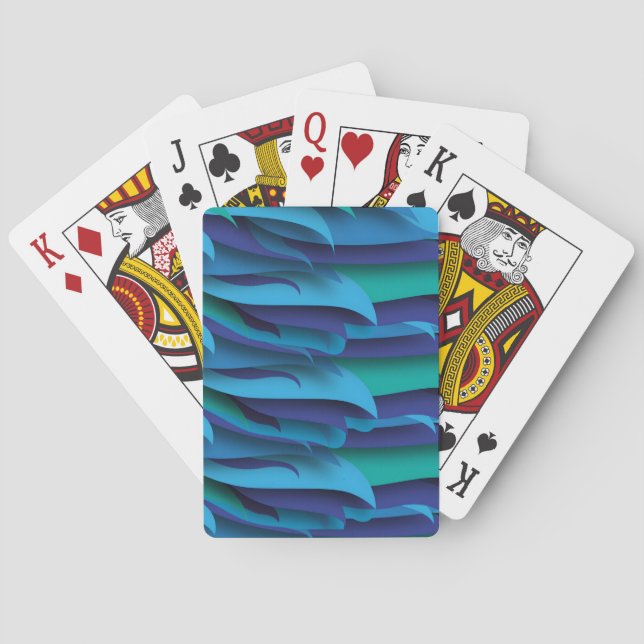 Baralho Ondas de diferentes tons de azul para verde (Verso)