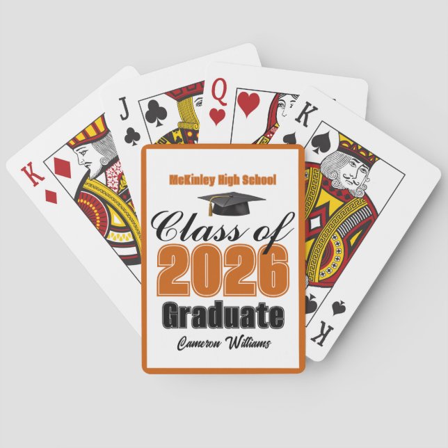 Baralho Orange Class of 2026 Custom Graduation Party (Verso)