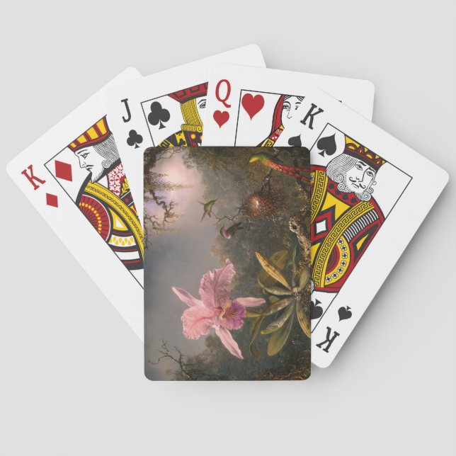 Baralho Orquídea de Cattleya e três beija-flores (Verso)
