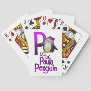 Baralho Os cartões de jogo, P são para o pinguim de Paul