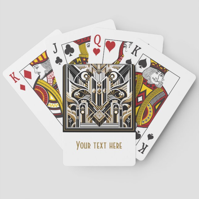 Baralho Ouro Branco Arte Deco Casamento dos Anos 20 Roarin (Verso)