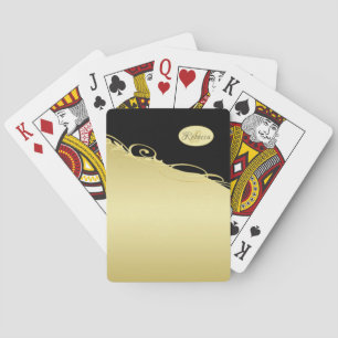 Baralho Ouro de luxo decorativo em ouro e preto, Monograma