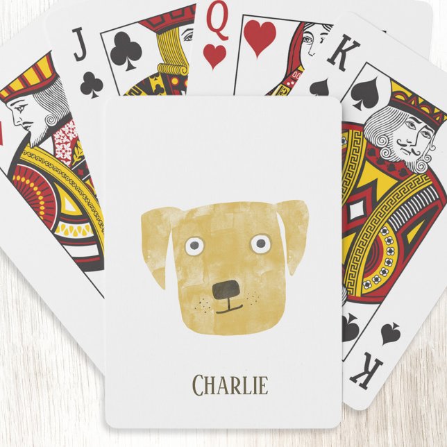 Baralho Ouro engraçado Labrador Retriever Dog Nome persona (Golden Labrador Retriever Dog fun personalized art playing cards)