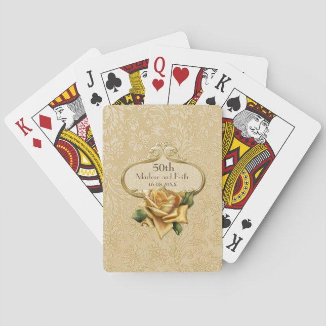 Baralho Ouro Rosa Damask 50th Wedding A (Verso)