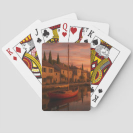 Baralho Ouro Sunset Sobre Vila Costeira