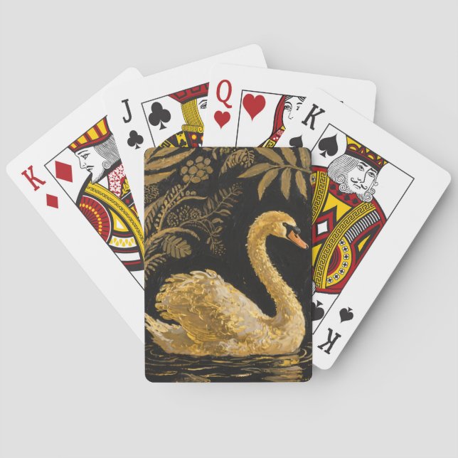 Baralho Ouro Swan em um Pond Midnight (Verso)