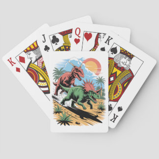 Baralho Pachyrhinosaurus racing past a Carnotaurus