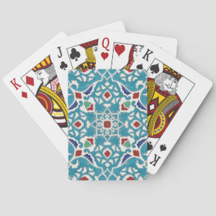 Baralho Padrão Azulejo Branco Azulejo Vermelho Azul