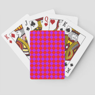 Baralho Padrão de Diamante Xadrez Roxo Vermelho