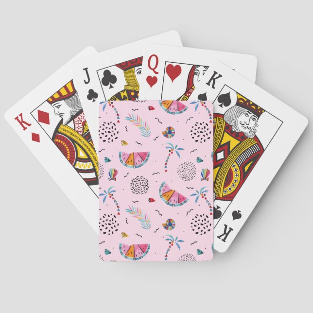 Baralho Padrão de Estilo de Memphis Rosa Tropical (Verso)