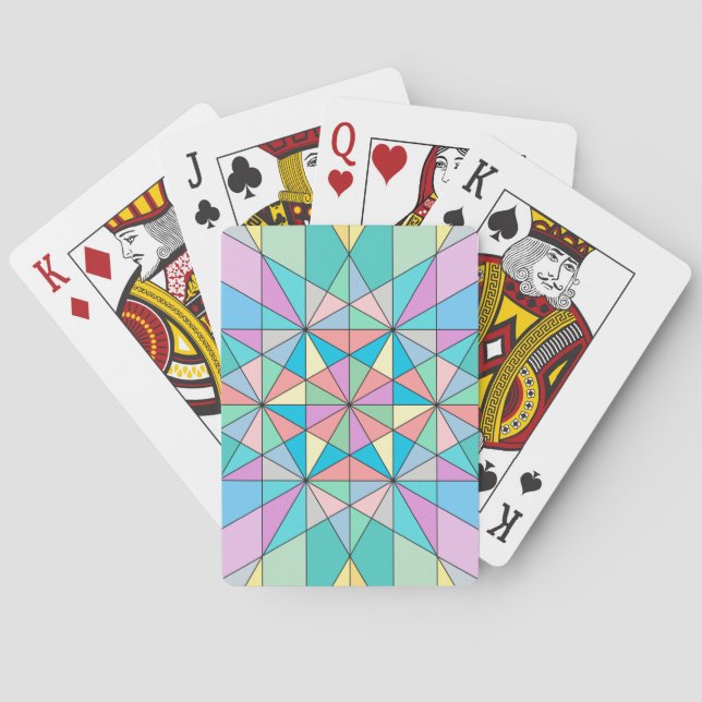 Baralho Padrão de Estrela Triangular em Mosaico Pastel Col (Verso)