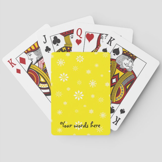Baralho Padrão de flocos de neve amarelo e branco (Verso)