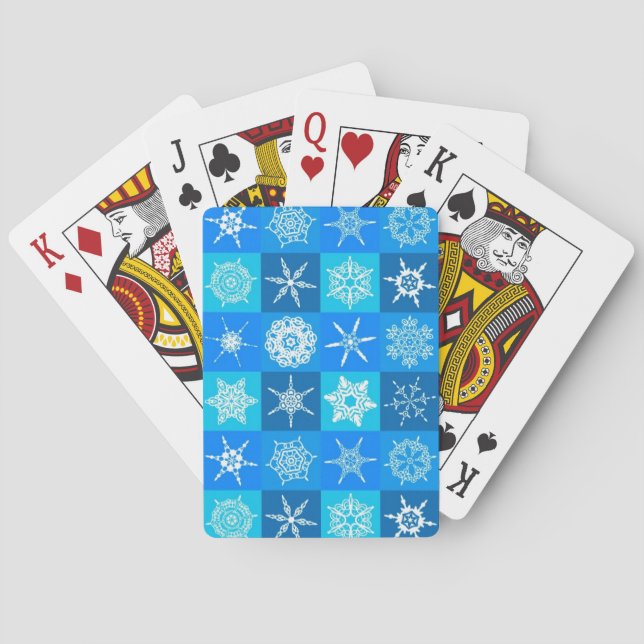 Baralho Padrão de Flocos de Neve Azul (Verso)